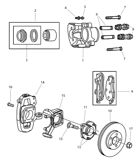 2002 Chrysler Prowler Front Disc Brake Pad Kit Diagram for 4897664AA
