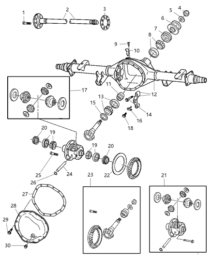2007 Dodge Ram 3500 Axle Housing, Rear, With Differential Parts And Axle Shaft Diagram