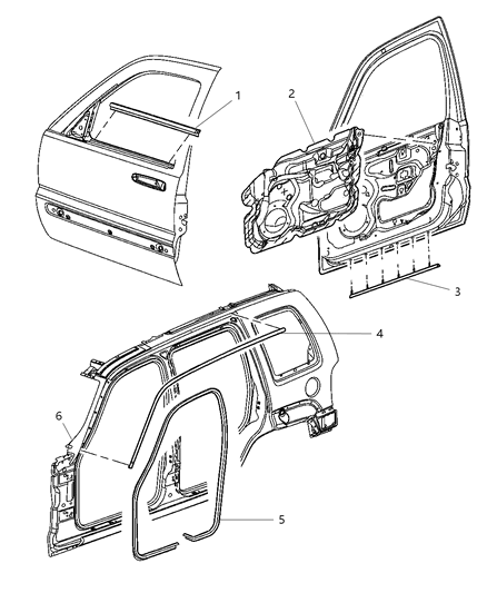 2007 Jeep Liberty WEATHERSTRIP-Full Door To Body Diagram for 55360965AB