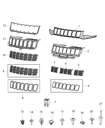 2021 Jeep Grand Cherokee Grille-Texture Diagram for 68264287AA