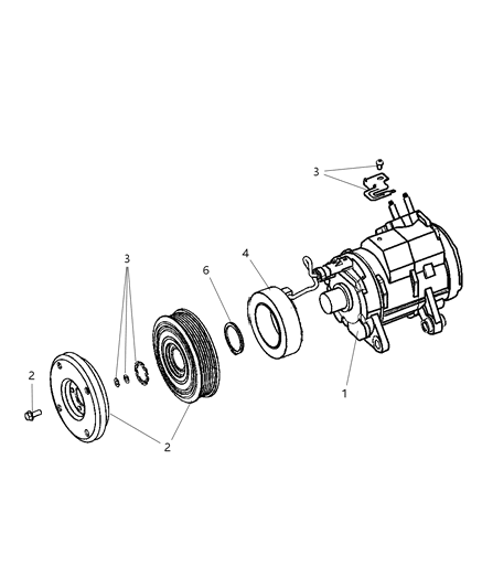 2005 Dodge Durango PULLY Kit-A/C Compressor Diagram for 5135971AA