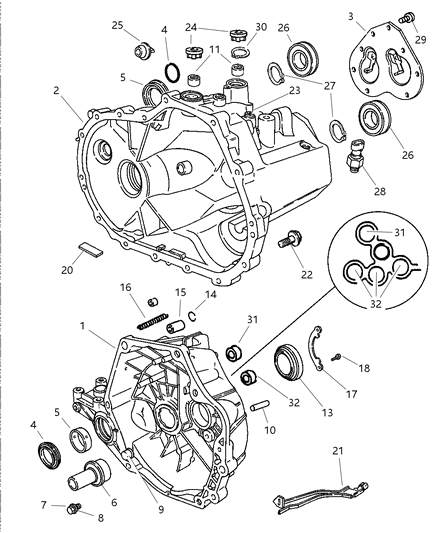 1997 Dodge Avenger Case , Transaxle & Related Parts Diagram 2