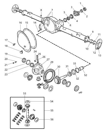 2004 Dodge Durango Axle, Rear, With Differential And Carrier Diagram 1
