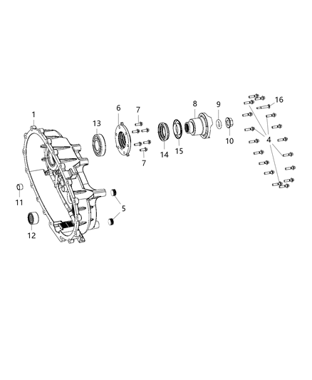 2007 Jeep Wrangler Rear Case & Related Parts Diagram 4