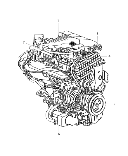 2007 Chrysler PT Cruiser Engine Assembly & Identification Diagram 1