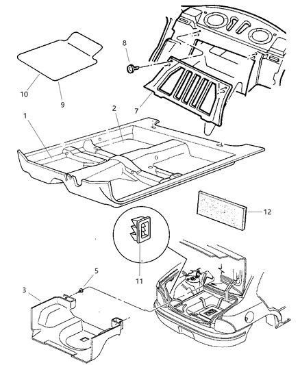 1997 Dodge Neon Mat Kit-Floor - Rear Diagram for 82203901