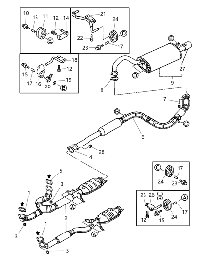 2003 Chrysler Sebring Nut-Exhaust Pipe Diagram for MR571083