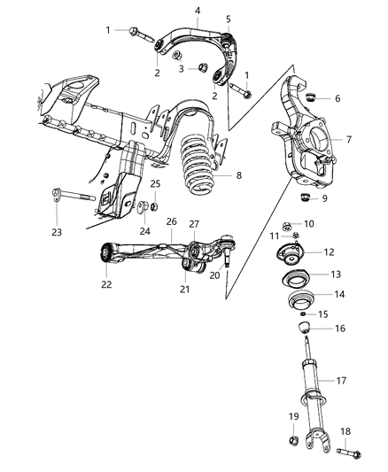 2006 Dodge Ram 1500 Front Left Lower Control Arm Diagram for 55366439AE
