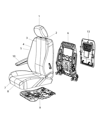 2015 Chrysler Town & Country Front Seat Back Cover Left Diagram for 5RX51DX9AA