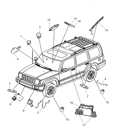 2007 Jeep Commander Tire Pressure Sensor Monitor Tpms Diagram for 56053036AA