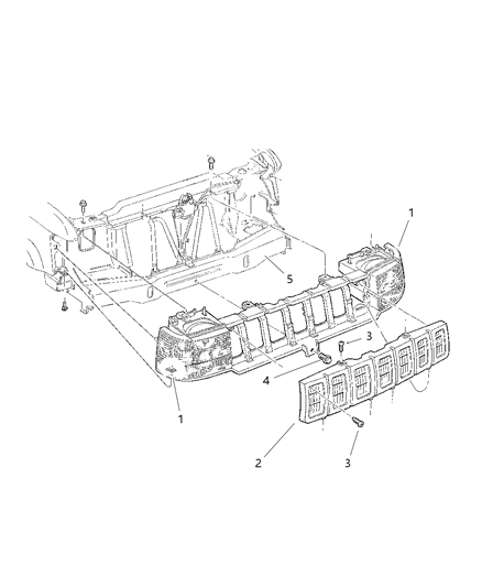 1998 Jeep Grand Cherokee REINFMNT-Grille Opening Diagram for 55054996AB