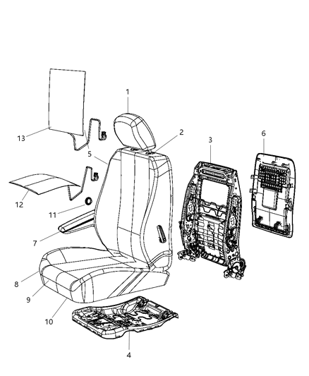 2011 Chrysler Town & Country Cover-Front Seat Back Diagram for 1UR73DX9AA