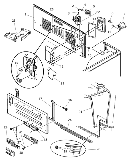 2004 Jeep Wrangler Cover-TAILGATE Latch Diagram for 55395100AA