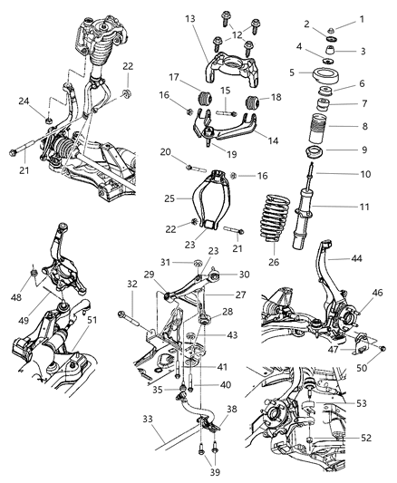 2003 Chrysler Sebring Control Arm Replaces Diagram for 4782974AA