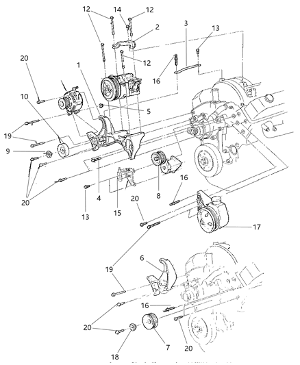 2000 Dodge Dakota Power Steering Pump Diagram for 52039489AB