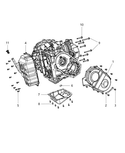 2009 Dodge Journey Oil Pan , Cover And Related Parts Diagram 2