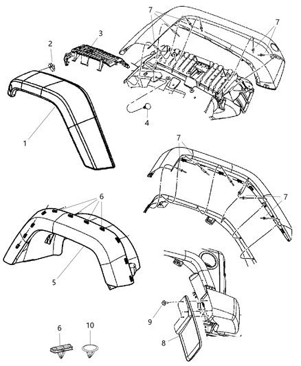 2014 Jeep Wrangler Molding-Wheel Opening Flare Diagram for 5KC84LTTAE