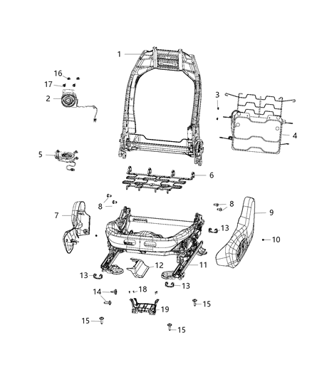 2021 Jeep Compass Adjusters, Recliners, Shields And Risers - Driver Seat Diagram 2