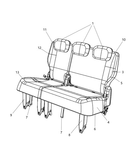 2009 Chrysler Town & Country HEADREST-Rear Diagram for 1RP291S3AA
