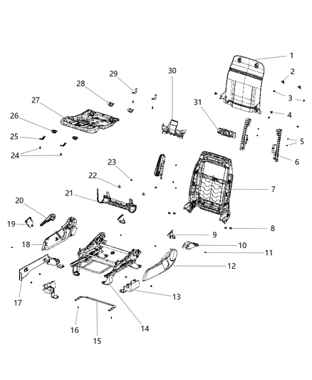 2011 Jeep Compass Adjusters, Recliners & Shields - Passenger Seat - Manual - Non Fold Flat Diagram