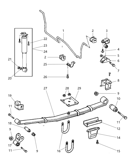 1999 Jeep Cherokee ABSORBER-Suspension Diagram for 52087777AD