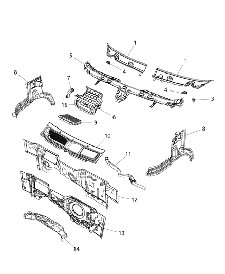 2014 Ram ProMaster 1500 Cowl, Dash Panel & Related Parts Diagram