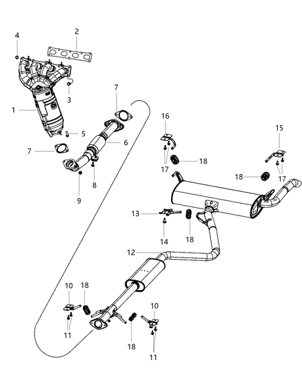 2014 Dodge Dart Exhaust Muffler And Tailpipe Diagram for 68188958AB