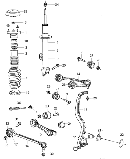 2009 Dodge Challenger STRUT-Lower Control Diagram for 5180607AA