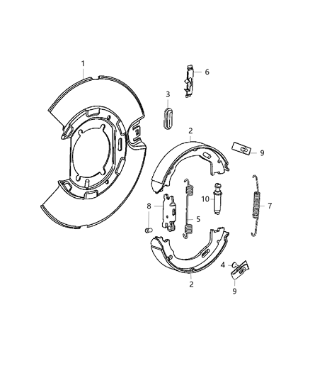 2017 Dodge Challenger RETAINER-Brake Shoe Hold Down Diagram for 5179889AA