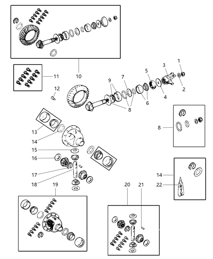 2001 Jeep Wrangler Gear Kit-Ring And PINION Diagram for 5073247AA