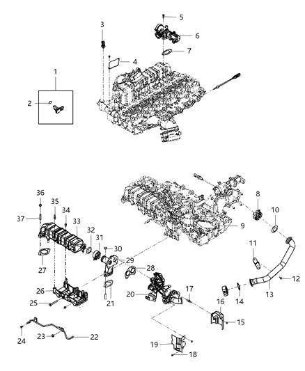 2011 Ram 3500 Bypass-Cooler Diagram for 68038942AB