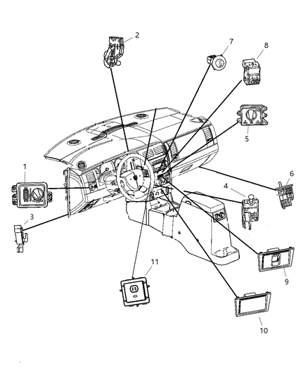2008 Chrysler Aspen Switches Instrument Panel Diagram
