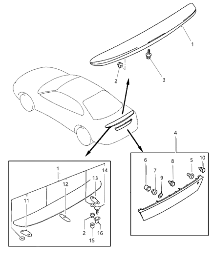 1997 Dodge Avenger Rear End Air Spoiler Diagram