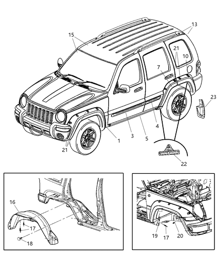 2006 Jeep Liberty Molding-Rear Door Diagram for 55156948AA