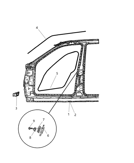2003 Jeep Grand Cherokee Panel-Body Side Aperture Diagram for 5083360AB