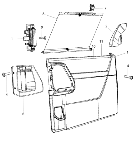 2010 Dodge Grand Caravan Panel-Sliding Door Trim Diagram for 1LW281T1AA
