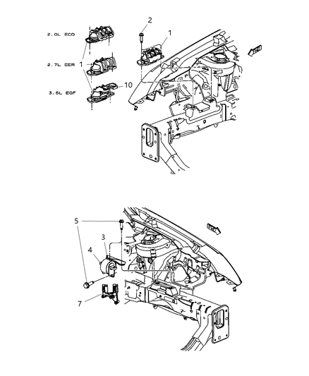 2007 Chrysler Sebring Engine & Transmission Mounting Diagram
