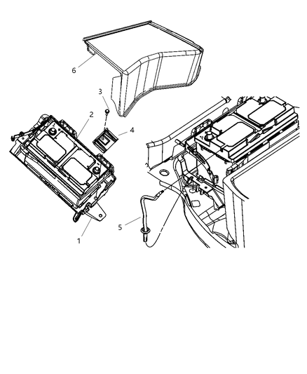 2009 Dodge Challenger Battery Tray & Support Diagram