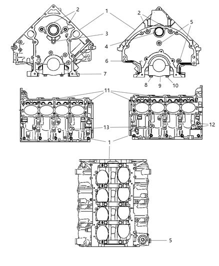 2010 Dodge Ram 1500 Engine Cylinder Block & Hardware Diagram 4