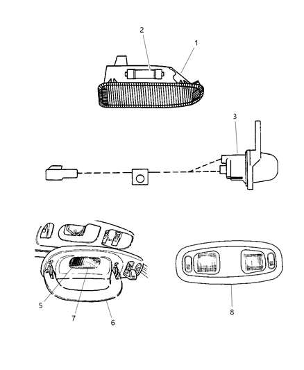1997 Dodge Intrepid Lamps - Cargo, Dome & Courtesy Diagram