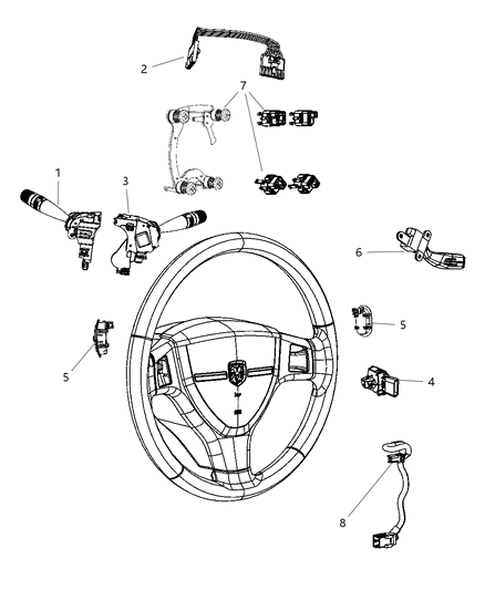 2010 Jeep Compass Switches - Steering Column & Wheel Diagram