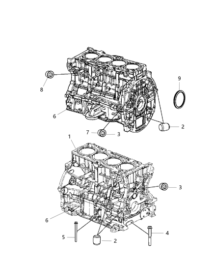 2014 Chrysler 200 Engine Cylinder Block & Hardware Diagram 2