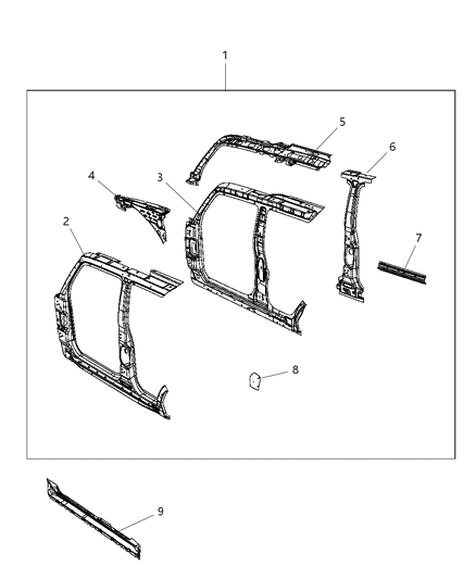 2007 Jeep Commander Panel-Body Side Aperture Front Diagram for 5183163AC