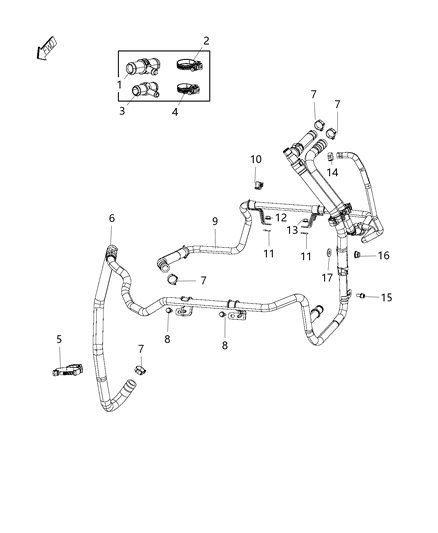 2020 Ram ProMaster 3500 Connector-Heater Hose Diagram for 68245455AA