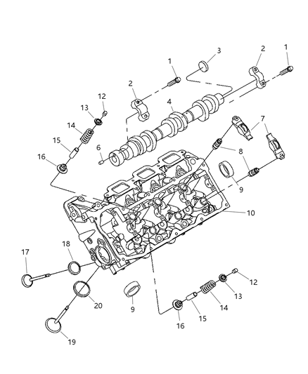 2002 Jeep Liberty Engine Rocker Arm Kit Diagram for 53020742AB