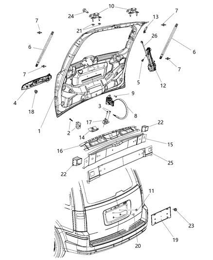 2009 Chrysler Town & Country Handle-LIFTGATE Diagram for 5113177AC