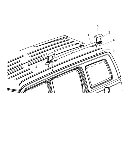 2009 Jeep Patriot CROSSRAIL-LUGG Rack Cross Diagram for 68022909AA