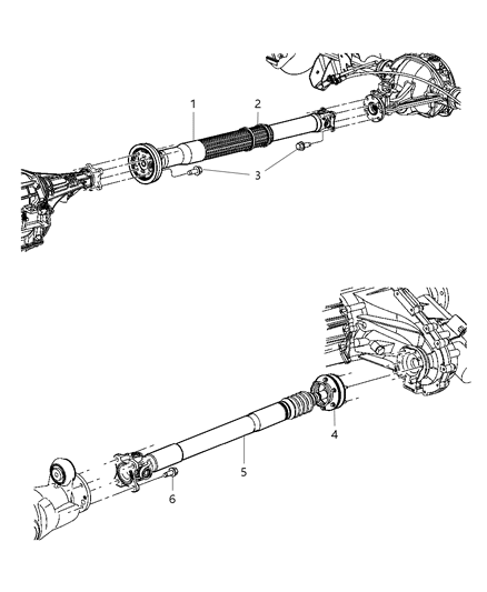 2005 Jeep Grand Cherokee Propeller Shaft, Front And Rear Diagram