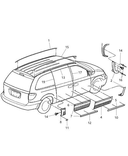 2003 Chrysler Town & Country APPLIQUE-Front Door Diagram for RQ39AXRAB