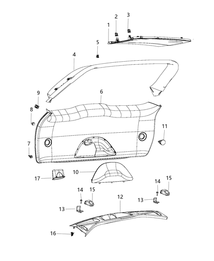 2016 Jeep Grand Cherokee Cover-LIFTGATE Trim Diagram for 1TK61LC5AA